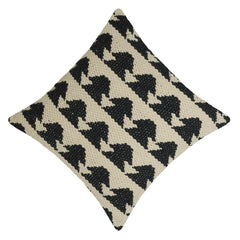 Handwoven Cotton Cushion Cover 45x45 cm | Black & Ivory Geometric Woven Throw Pillow Cover | Boho Farmhouse Decorative Cushion Cover | Hidden Zip