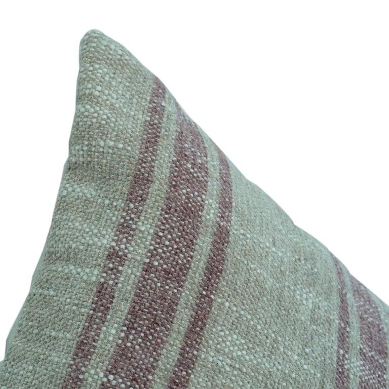 Handgewebter gestreifter Baumwoll-Kissenbezug – Salbeigrüner strukturierter Zierkissenbezug (45x45 cm) - Bulk manufacturer & supplier from Panipat, India