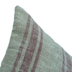 Handwoven Striped Cotton Cushion Cover – Sage Green Textured Throw Pillow Cover (18x18 Inch)