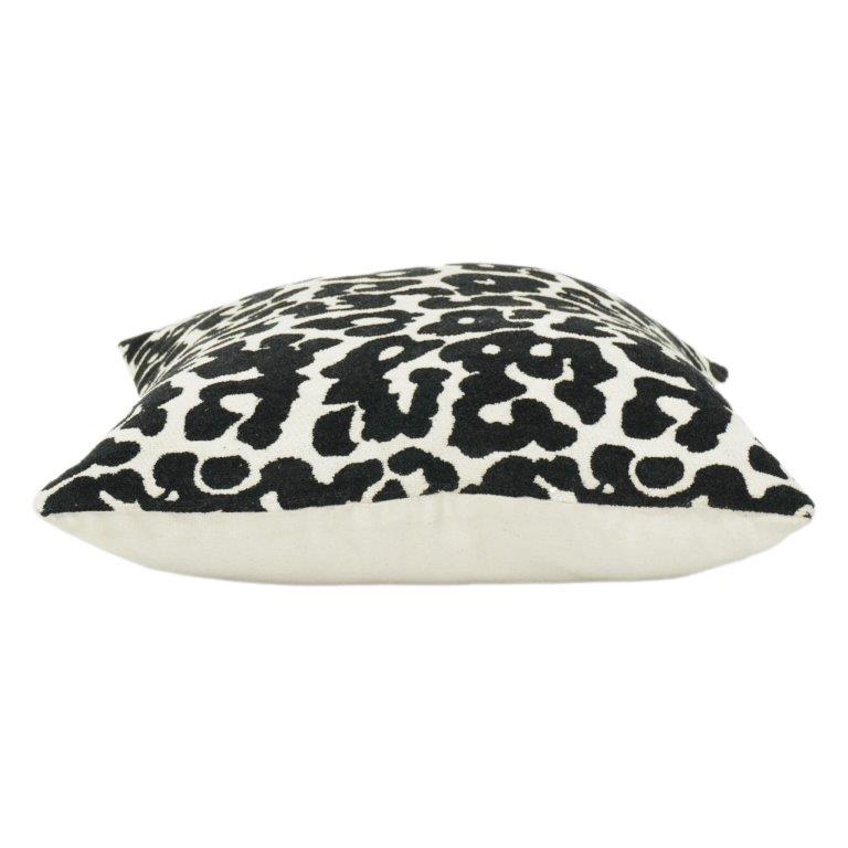Black & White Leopard Jacquard Cotton Cushion Cover | 45x45 cm Modern Animal Print Pillow Cover - Bulk manufacturer & supplier from Panipat, India