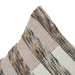 Handwoven Textured Cotton Cushion Cover | Neutral Striped Boho Pillow Cover | Modern Rustic Home Décor | 18x18 Inch