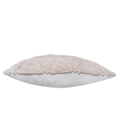Hand Tufted Cotton Cushion Cover 45x45 cm | Boho Geometric Textured Throw Pillow Cover | Off White Decorative Cushion Cover with Concealed Zipper