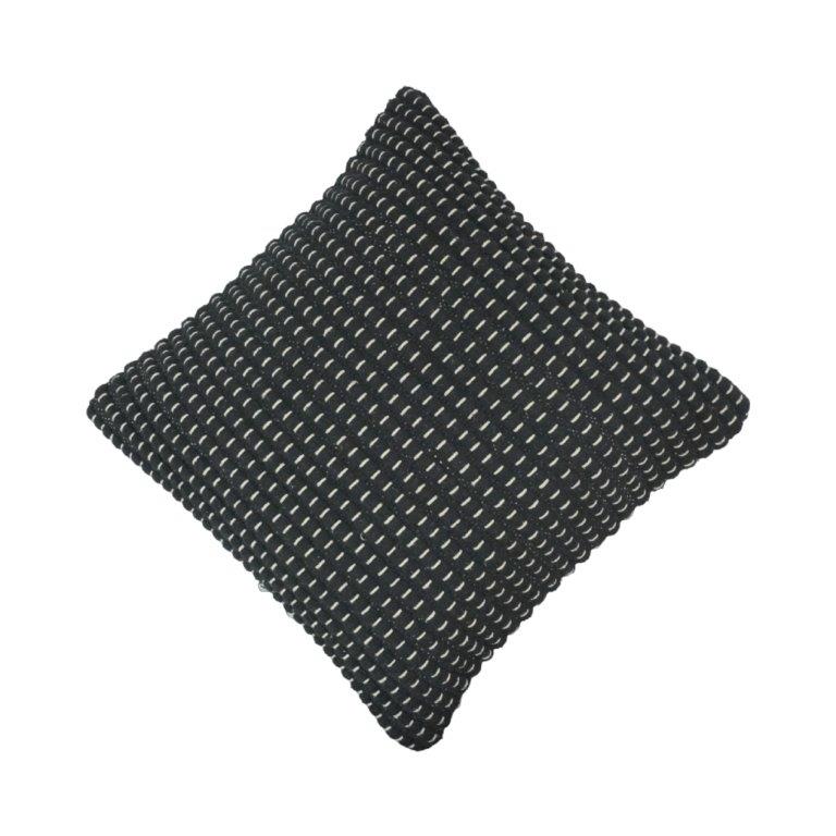 Handmade Black Cotton Textured Cushion Cover | Woven Stripe Design | 45x45 cm Decorative Pillow Cover - Bulk manufacturer & supplier from Panipat, India