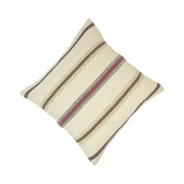 Handmade Cotton Striped Cushion Cover 45x45 cm | Woven Rustic Decorative Pillow Cover | Neutral Boho Cushion