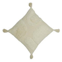 Hand-Tufted Cream Cotton Cushion Cover with Abstract Pattern & Tassels – 45 x 45 cm
