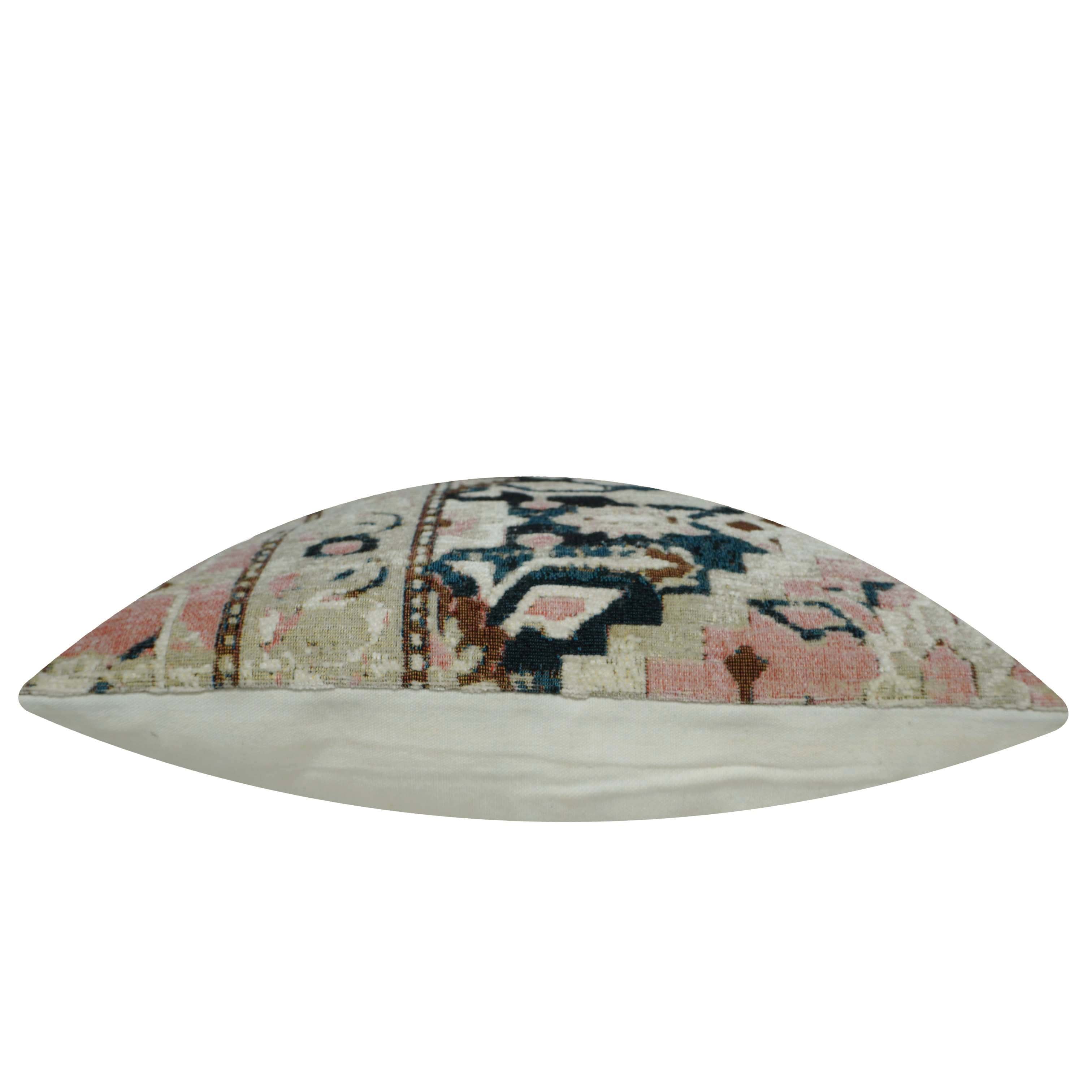 Vintage Floral Jacquard Cushion Cover 45x45 cm | Woven Cotton Decorative Throw Pillow Cover | Boho & Classic Home Décor