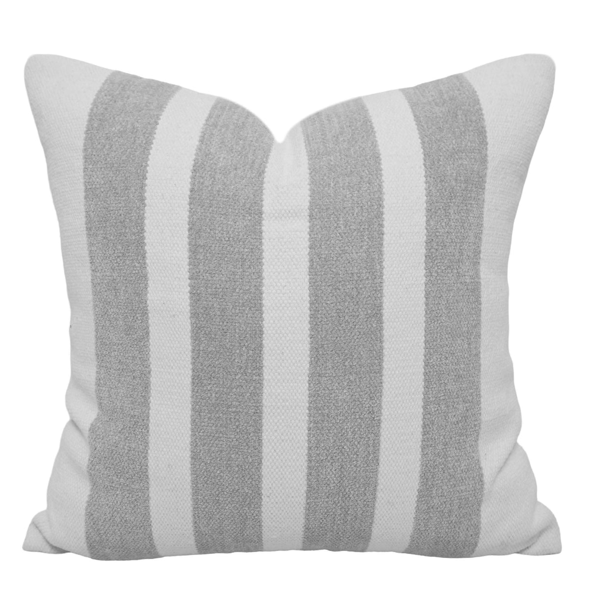 Handwoven Grey & White Striped Cushion Cover 45 x 45 cm | Textured Vertical Stripe Decorative Cushion Cover