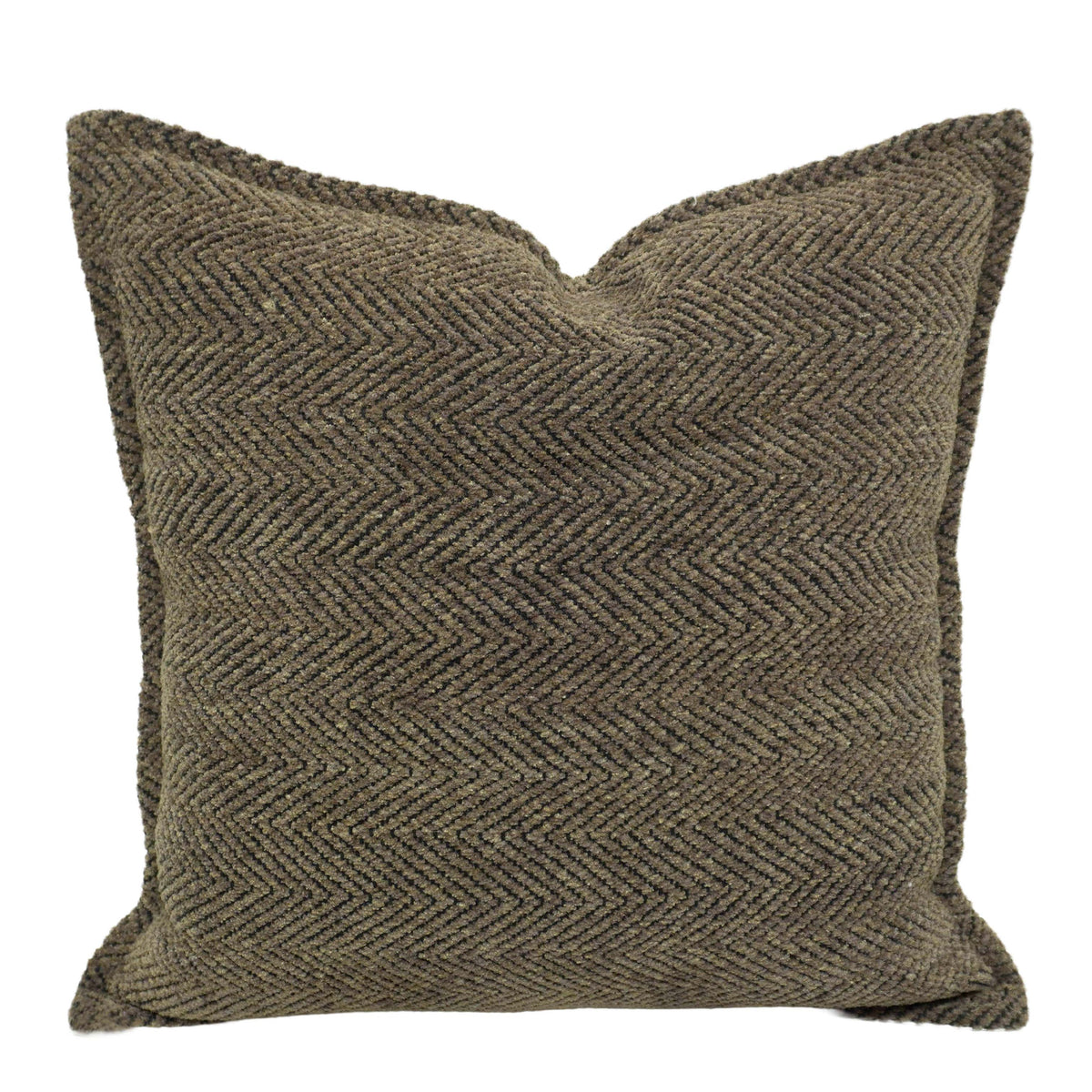 Handwoven Herringbone Texture Cushion Cover – Earthy Brown, 45 x 45 cm