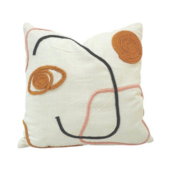 Minimalist Abstract Embroidery Cushion Cover | Decorative Cotton Cushion 45x45 cm