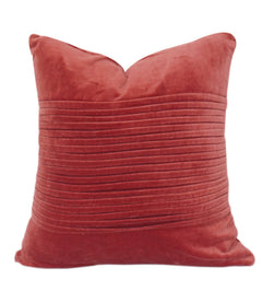 Luxury Rust Velvet Cushion Cover with Ribbed Texture | Soft Plush Decorative Pillow Cover | Modern Minimal Accent (18x18 Inch)