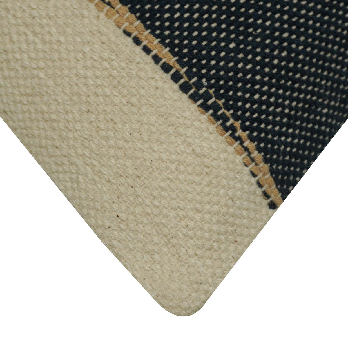 Handwoven Cotton Cushion Cover 45x45 cm | Black & Natural Striped Woven Throw Pillow Cover | Modern Boho Farmhouse Decorative Cushion Cover | Hidden Zipper