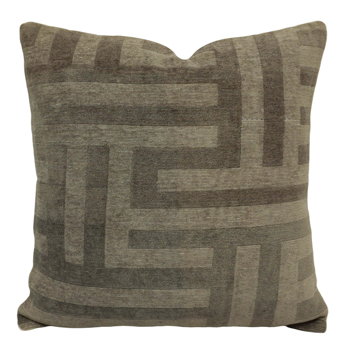 Modern Geometric Jacquard Cushion Cover 45x45 cm | Woven Textured Decorative Throw Pillow Cover | Hidden Zip | Neutral Taupe & Grey