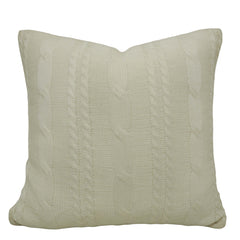Hand Knitted Cotton Cushion Cover 45x45 cm | Cable Knit Decorative Throw Pillow Cover | Soft Textured Sofa & Bed Cushion Cover with Hidden Zipper | Ivory