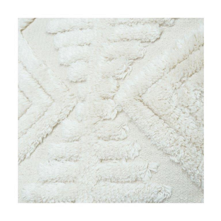 Hand Tufted Cotton Cushion Cover – Textured Geometric Boho Throw Pillow | Soft Ivory Decorative Cover 18x18 Inch - Bulk manufacturer & supplier from Panipat, India