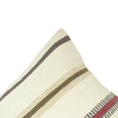 Handmade Cotton Striped Cushion Cover 45x45 cm | Woven Rustic Decorative Pillow Cover | Neutral Boho Cushion