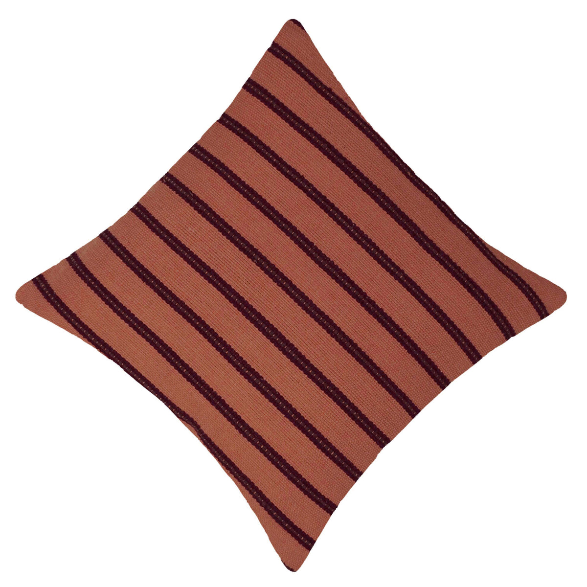 Rust brown and deep brown striped handwoven cushion cover 45x45 cm