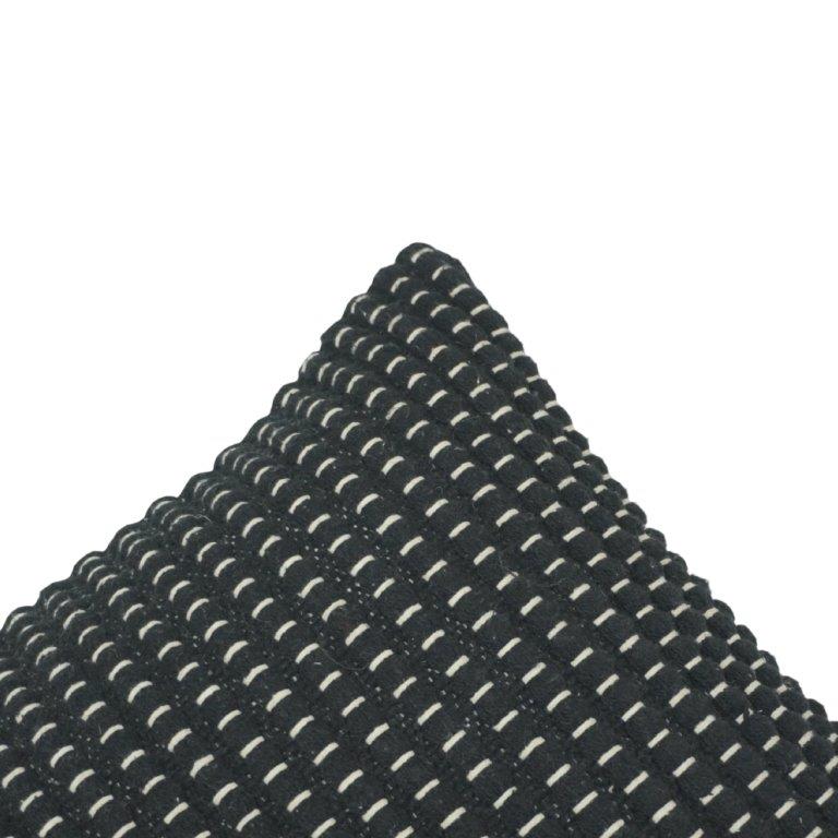 Handmade Black Cotton Textured Cushion Cover | Woven Stripe Design | 45x45 cm Decorative Pillow Cover