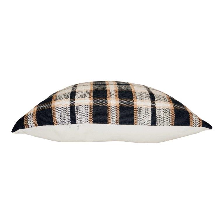 Handmade Plaid Cotton Cushion Cover 45x45 cm | Woven Checkered Decorative Pillow Cover | Modern Farmhouse Throw Cushion - Bulk manufacturer & supplier from Panipat, India