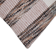 Handmade Woven Cotton Cushion Cover 45x45 cm | Textured Striped Throw Pillow Cover | Boho Farmhouse Decorative Cushion Cover | Hidden Zipper | Beige Brown