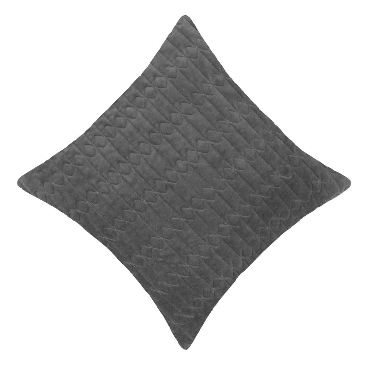 Dark Grey Velvet Machine Embroidered Cushion Cover 45 x 45 cm | Textured Geometric Design