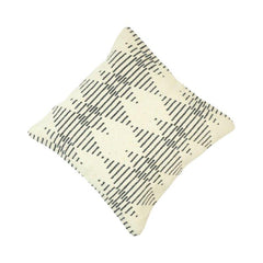 Handmade Geometric Cotton Cushion Cover 45x45 cm | Black & Ivory Woven Tribal Pattern | Artisan Decorative Pillow Cover