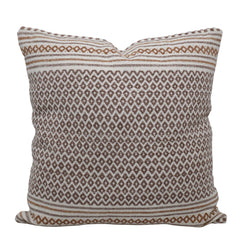 Handwoven Cotton Cushion Cover 45x45 cm | Geometric Woven Pattern | Natural & Taupe | Decorative Throw Pillow Cover | Hidden Zipper