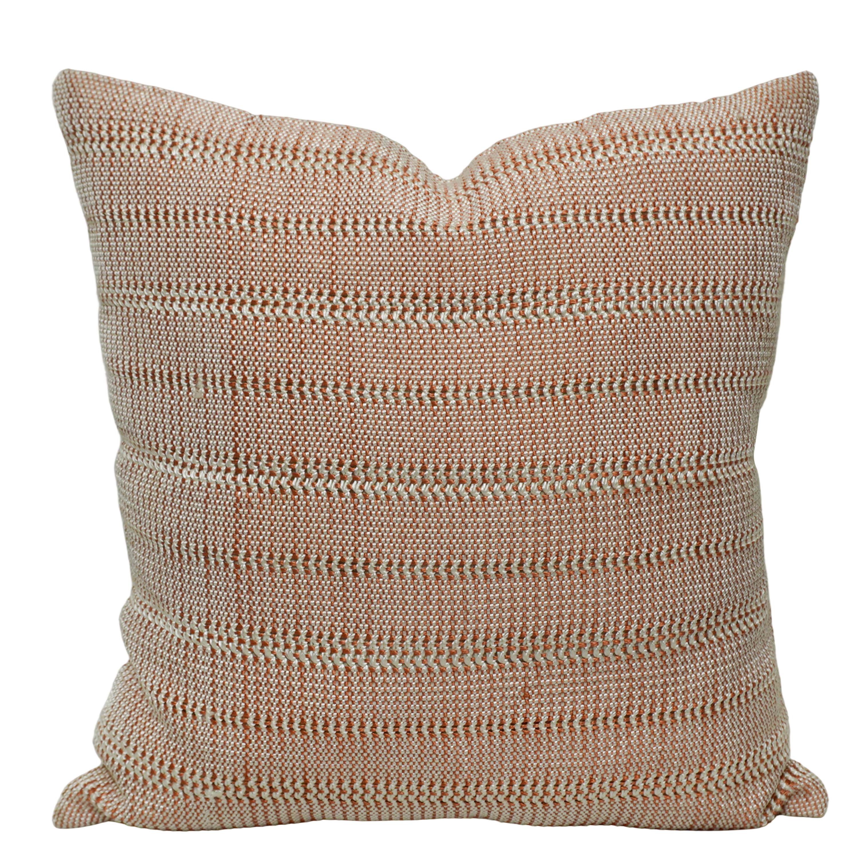 Handwoven Cotton Cushion Cover 45x45 cm | Textured Woven Striped Throw Pillow Cover | Modern Boho Decorative Cushion Cover | Hidden Zipper | 100% Cotton