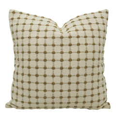 Handwoven Cotton Checkered Cushion Cover 45x45 cm | Textured Woven Decorative Throw Pillow Cover | Ivory & Natural | Hidden Zipper