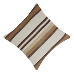 Handwoven Cotton Cushion Cover – Beige & Brown Striped Textured Cushion, 45 x 45 cm