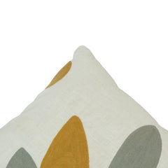 Abstract Leaf Embroidered Cotton Cushion Cover 45x45 cm | Modern Botanical Decorative Pillow Cover