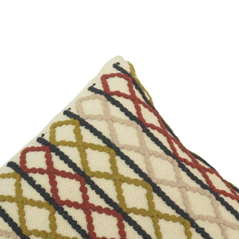 Handmade Geometric Embroidered Cotton Cushion Cover | Boho Tribal Pillow Cover | 45x45 cm - Bulk manufacturer & supplier from Panipat, India