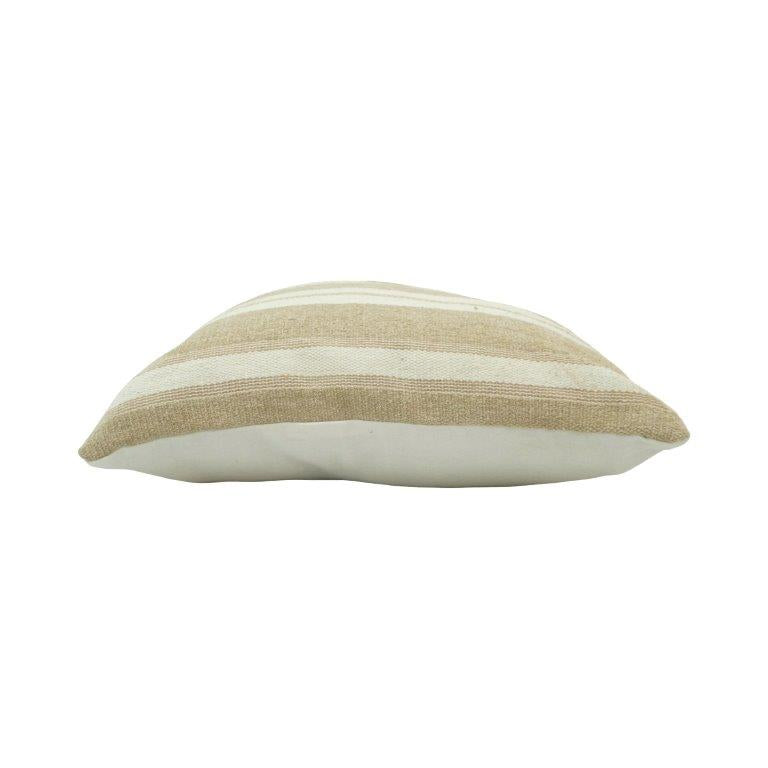 Handmade Beige Striped Cotton Cushion Cover | Woven Neutral Throw Pillow Cover | 45x45 cm - Bulk manufacturer & supplier from Panipat, India