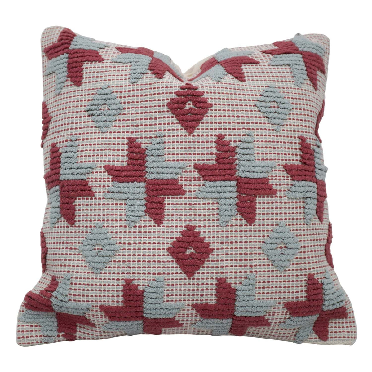Handwoven Cotton Cushion Cover 45x45 cm | Geometric Woven Textured Throw Pillow Cover | Decorative Boho Sofa Cushion Cover with Concealed Zip - Bulk manufacturer & supplier from Panipat, India