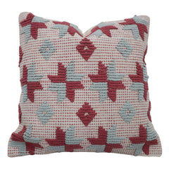Handwoven Cotton Cushion Cover 45x45 cm | Geometric Woven Textured Throw Pillow Cover | Decorative Boho Sofa Cushion Cover with Concealed Zip