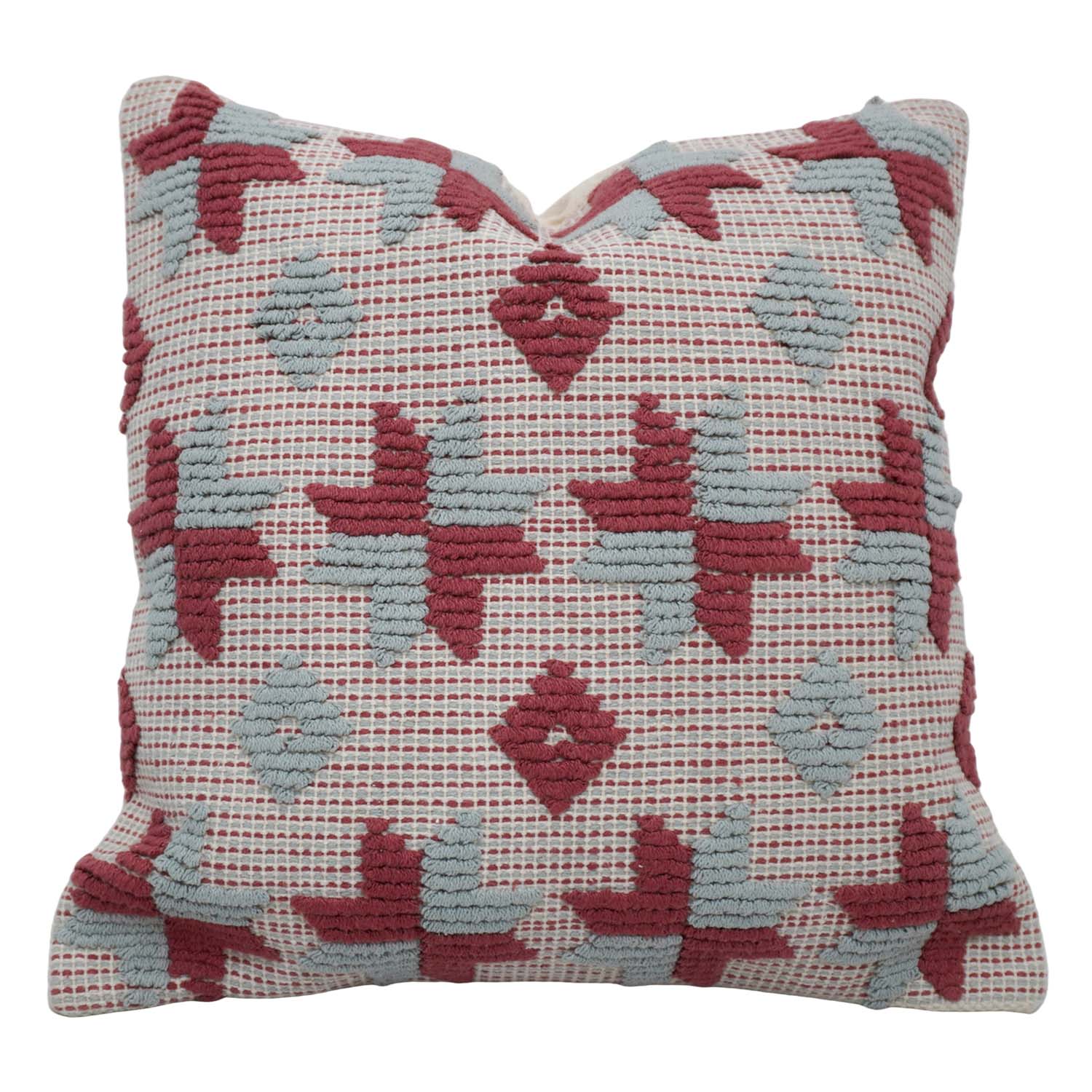Handwoven Cotton Cushion Cover 45x45 cm | Geometric Woven Textured Throw Pillow Cover | Decorative Boho Sofa Cushion Cover with Concealed Zip