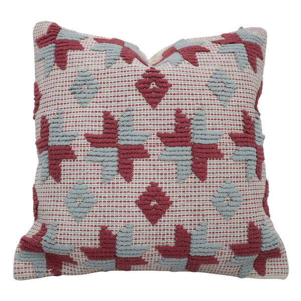 Handwoven Cotton Cushion Cover 45x45 cm | Geometric Woven Textured Throw Pillow Cover | Decorative Boho Sofa Cushion Cover with Concealed Zip