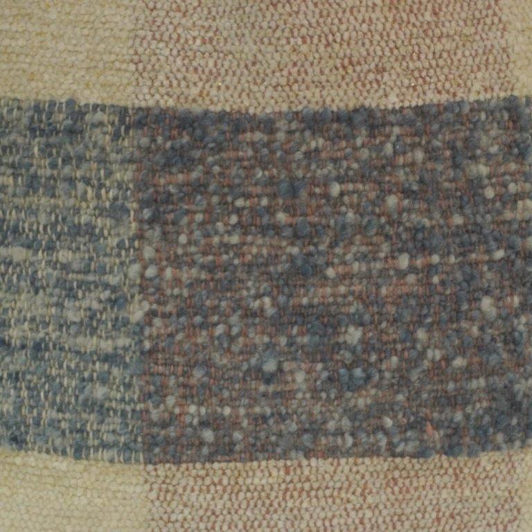 Handmade Woven Cotton Cushion Cover 45x45 cm | Neutral Beige & Blue Abstract Stripe Pillow Cover | Artisan Decorative Cushion - Bulk manufacturer & supplier from Panipat, India
