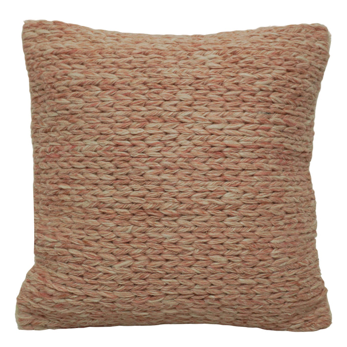 Handwoven Wool Cushion Cover 45x45 cm | Chunky Knit Textured Throw Pillow Cover | Soft Decorative Cushion Cover for Sofa, Bed & Living Room | Blush Pink