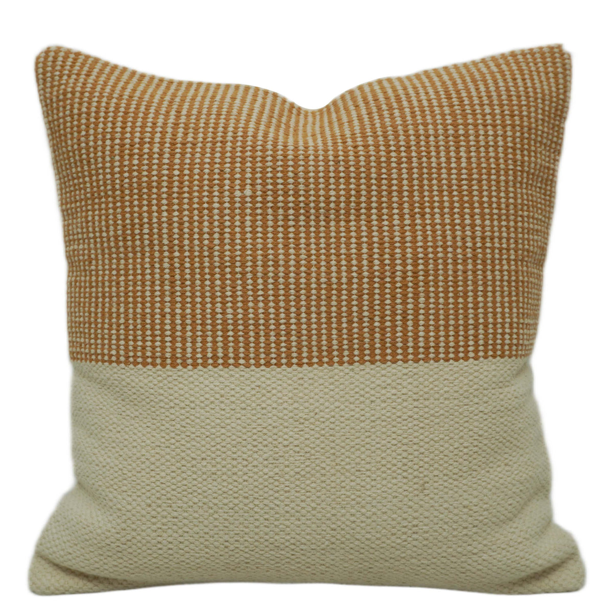 Handwoven Cotton Cushion Cover – Rust & Ivory Textured Weave | 45 x 45 cm