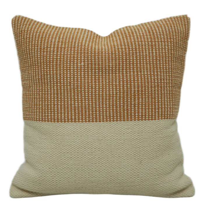 Handwoven Cotton Cushion Cover – Rust & Ivory Textured Weave | 45 x 45 cm