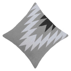 Handwoven Geometric Cushion Cover 45x45 cm – Grey, White & Black Abstract Pattern
