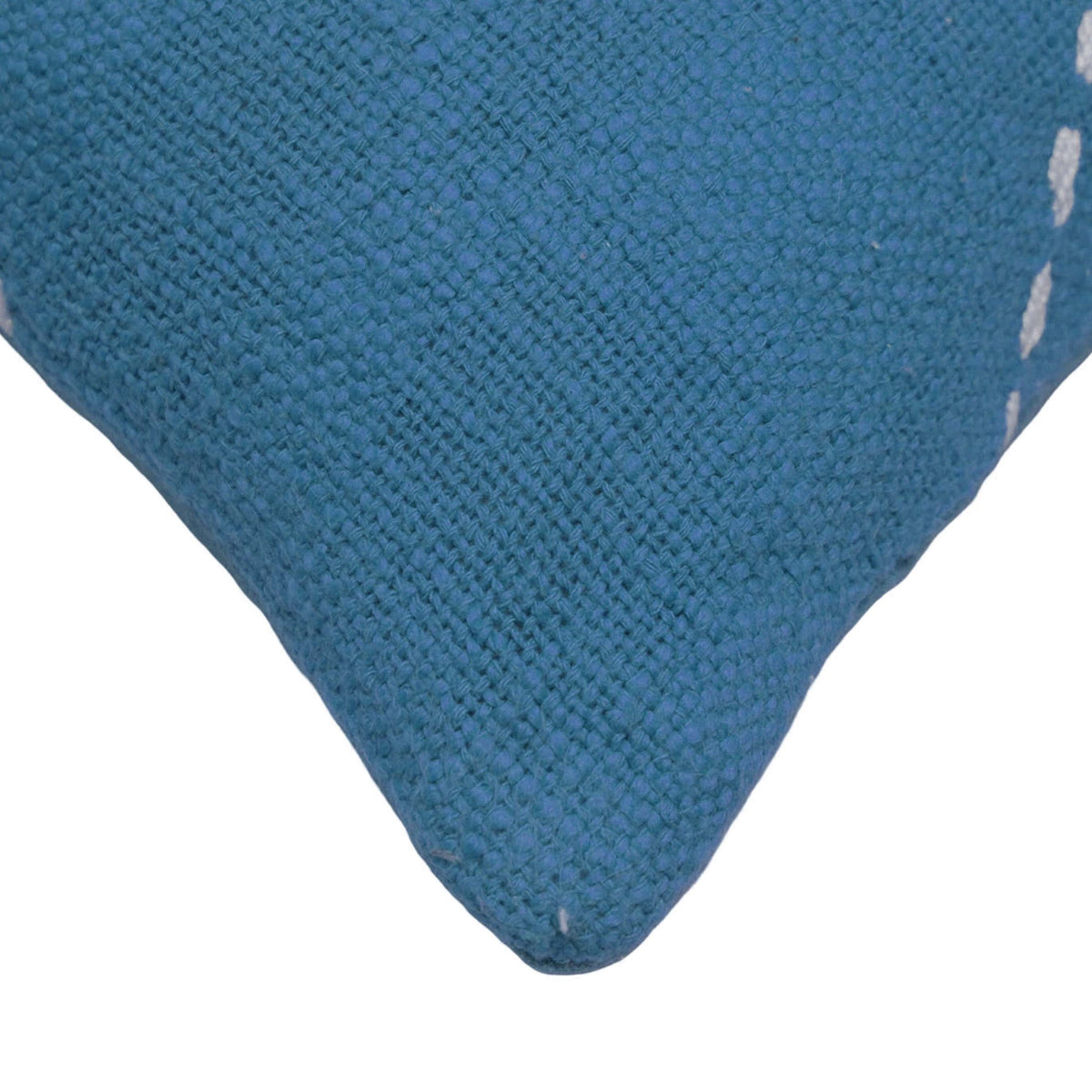 Blue hand embroidered cotton cushion cover with white diamond stitch 45x45 cm