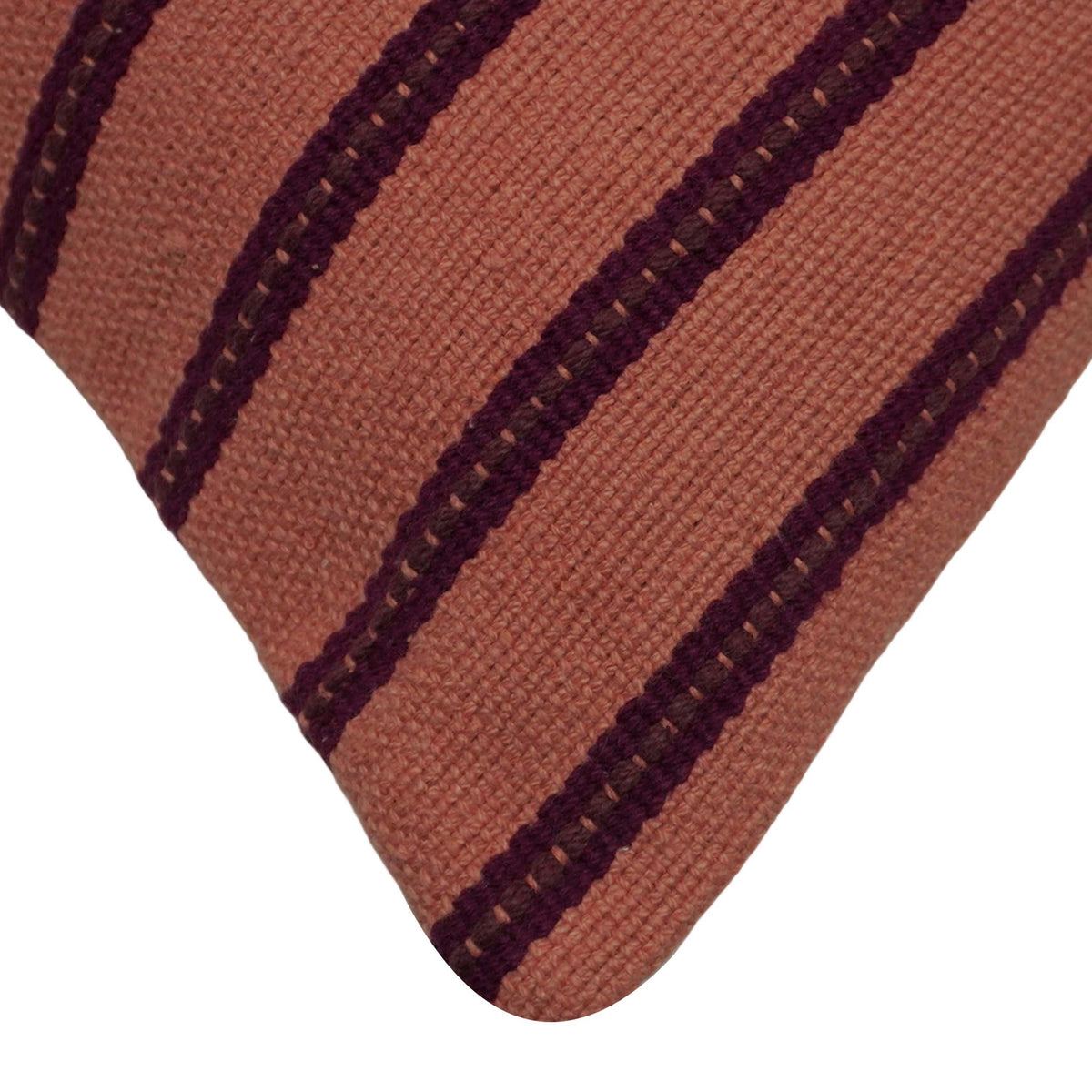 Rust brown and deep brown striped handwoven cushion cover 45x45 cm