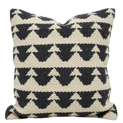 Handwoven Cotton Cushion Cover 45x45 cm | Black & Ivory Geometric Woven Throw Pillow Cover | Boho Farmhouse Decorative Cushion Cover | Hidden Zip