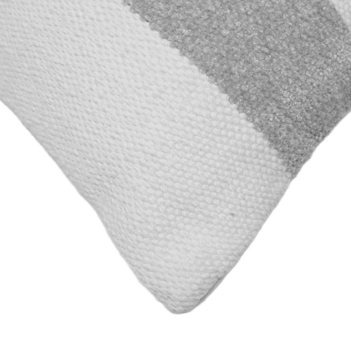 Handwoven Grey & White Striped Cushion Cover 45 x 45 cm | Textured Vertical Stripe Decorative Cushion Cover
