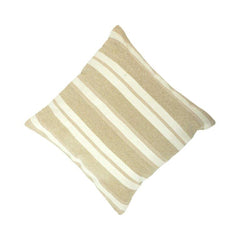 Handmade Beige Striped Cotton Cushion Cover | Woven Neutral Throw Pillow Cover | 45x45 cm