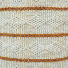 Handwoven Knitted Cotton Cushion Cover with Tassels – Ivory & Rust Striped Textured Design | 45 x 45 cm