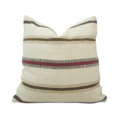 Handmade Cotton Striped Cushion Cover 45x45 cm | Woven Rustic Decorative Pillow Cover | Neutral Boho Cushion