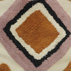 Tufted Geometric Cotton Cushion Cover with Tassels – 45x45 cm | Boho Abstract Decorative Pillow Cover