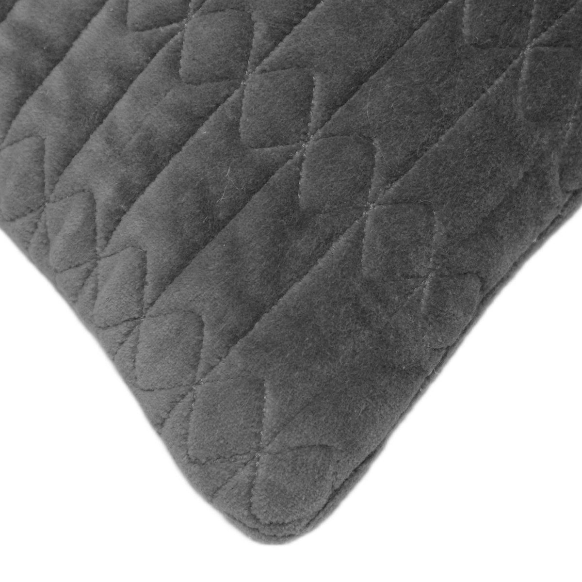 Dark Grey Velvet Machine Embroidered Cushion Cover 45 x 45 cm | Textured Geometric Design